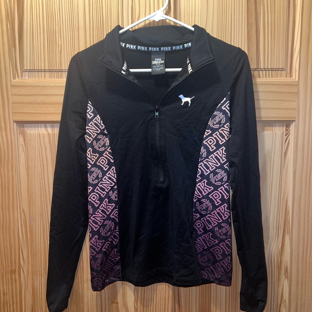 PINK Black and Pink Quarter-Zip Pullover